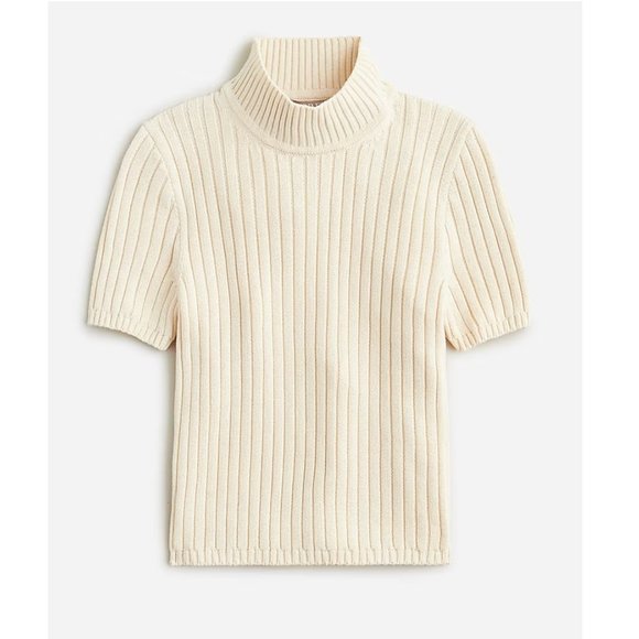 J. Crew Sweaters - J.Crew Cotton Blend Short-Sleeve Turtleneck Sweater - Cream - XS
